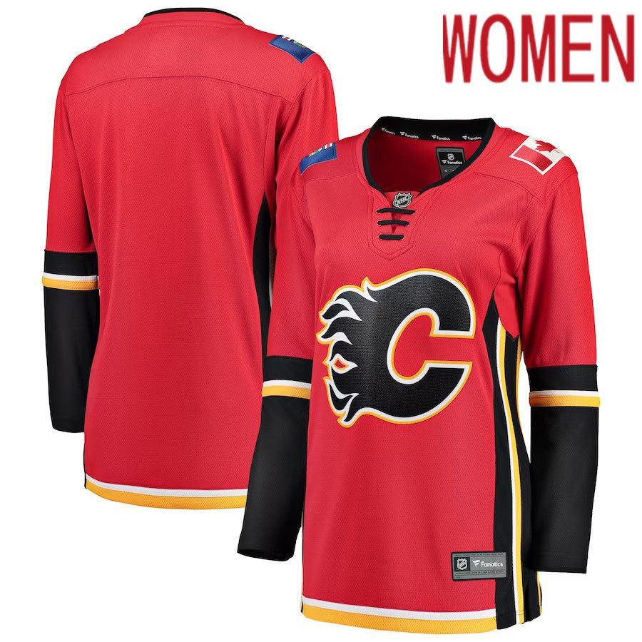 Women Calgary Flames Fanatics Branded Red Black Premier Breakaway Alternate NHL Jersey->customized nhl jersey->Custom Jersey